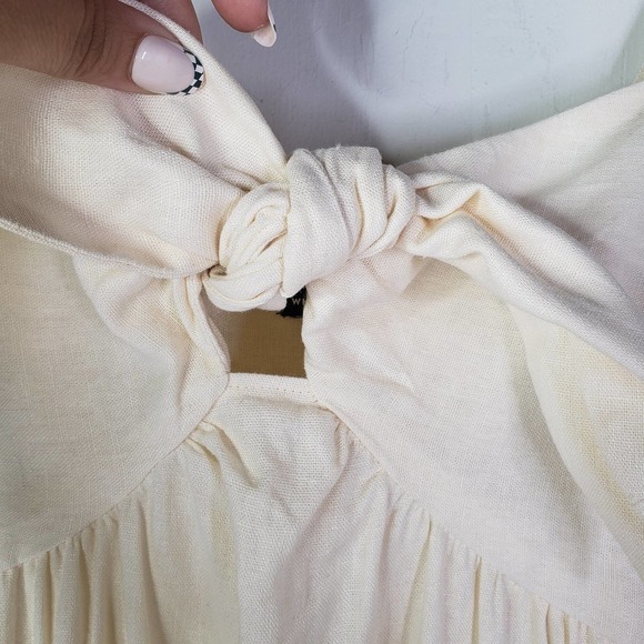 Who What Wear Strappy V-Neck Bow Tie‎ Midi Dress 8 Ivory - Picture 5 of 11
